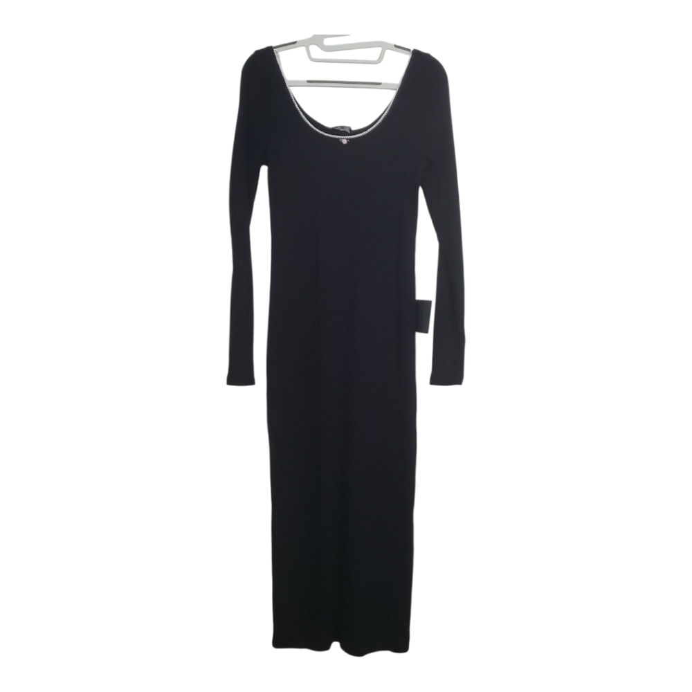 NWT Lulus Certainly Darling Black Ribbed Long Sleeve Bodycon Midi Dress Large - Picture 2 of 14